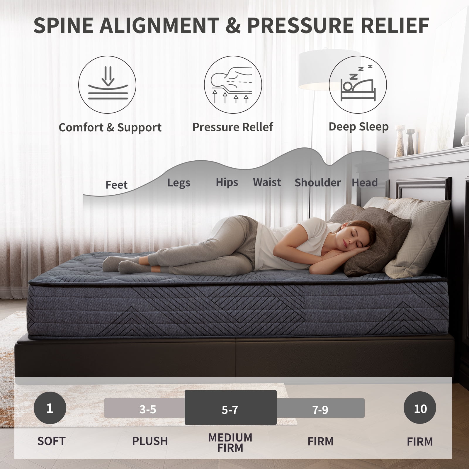 Garaneeds 12 inch King size Mattress in a Box,Memory Foam Cradles your Sleep,Pocket Spring and CertiPUR-US, Pressure Relief & Motion Isolation