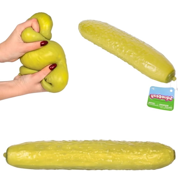 10in Squeezy Pickle - Realistic Squishy Pickle Cucumber Squeeze Fidget Toy , Slow Rebound Anxiety Relief Sensory Toy for Kids & Adults