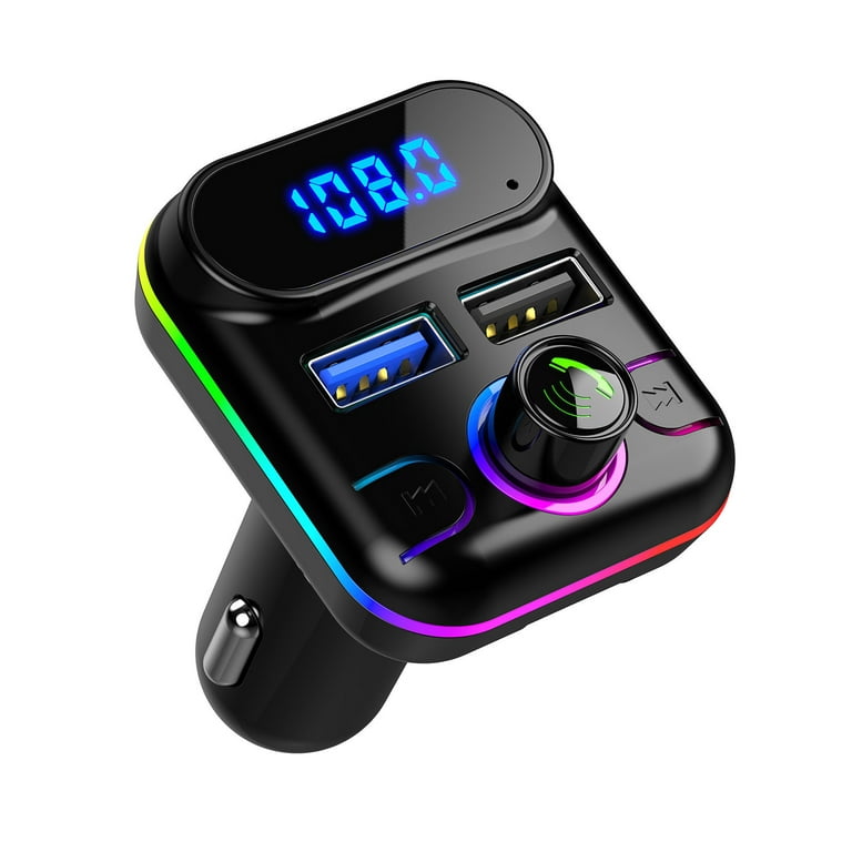 amlbb Car Bluetooth 5.0 Wireless Handsfree Car FM Transmitter Receiver Radio  MP3 Adapter Player 2 USB Charger Kit Bluetooth Car Adapter on Clearance 