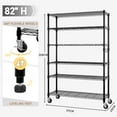 thumbnail image 5 of Ktaxon 6 Tier Wire Shelving with Wheels 2400 LBS Capacity,  Heavy Duty Storage Rack for Home Garage, 46"W x 18"D x 82"H Adjustable Shelves, Black, 5 of 16