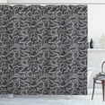 thumbnail image 1 of Ambesonne Grey Shower Curtain, Fern Leaves Flowers, 69"Wx70"L, Black and Grey, 1 of 3