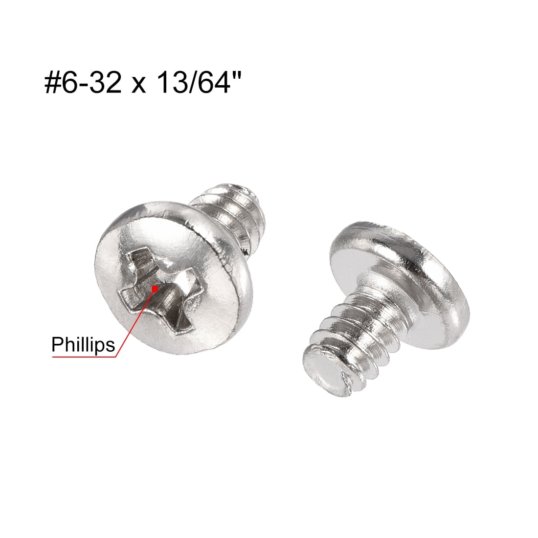 #6-32 x 13/64" Phillips Pan Head Screw Fastener Silver Tone 120pcs