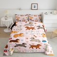thumbnail image 2 of Manfei Cute Cartoon Full Size Comforter Sets, Puppy Dog Paw Bedding Comforter Set, Pink, Pink Reversible, 3 Pieces, 1 Comforter and 2 Pillowcases, 2 of 7