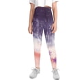 thumbnail image 2 of COEQINE Tie-dye Star Orange Violet Girls's Sport Legging Casual Buttery Soft Athletic Pants Stretchy High Waist Pants, for 12-13 Years Kids Girls, 2 of 7