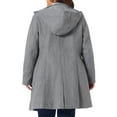 thumbnail image 3 of GRACE & GRANDEUR Women's Plus Size Button Detachable Hooded Long Sleeve Elegant Overcoat 1X Grey, 3 of 6