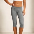 thumbnail image 2 of BiZtdJrK Fold Over Leggings Womens Cotton Capri Legging Low Waisted Slim Fit Y2k Streetwear Cropped Pants Summer Capris Dark Gray M, 2 of 7