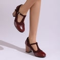 thumbnail image 6 of SACFOF Women's T-Strap Mary Jane Pumps Round Closed Toe Comfortable Low Chunky Block Heel Wedding Dress Evening Party Shoes, 6 of 6