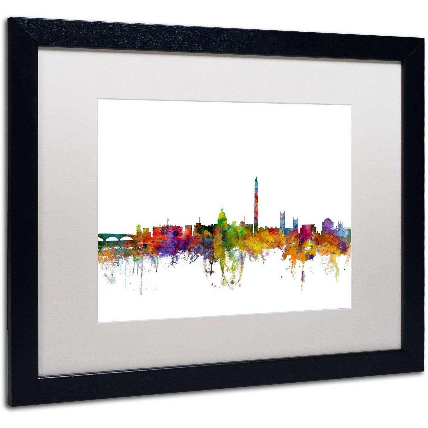 Trademark Fine Art ''Washington DC Skyline II'' by Michael Tompsett 16" x 20" White Matted Black Frame (MT0553-B1620MF)