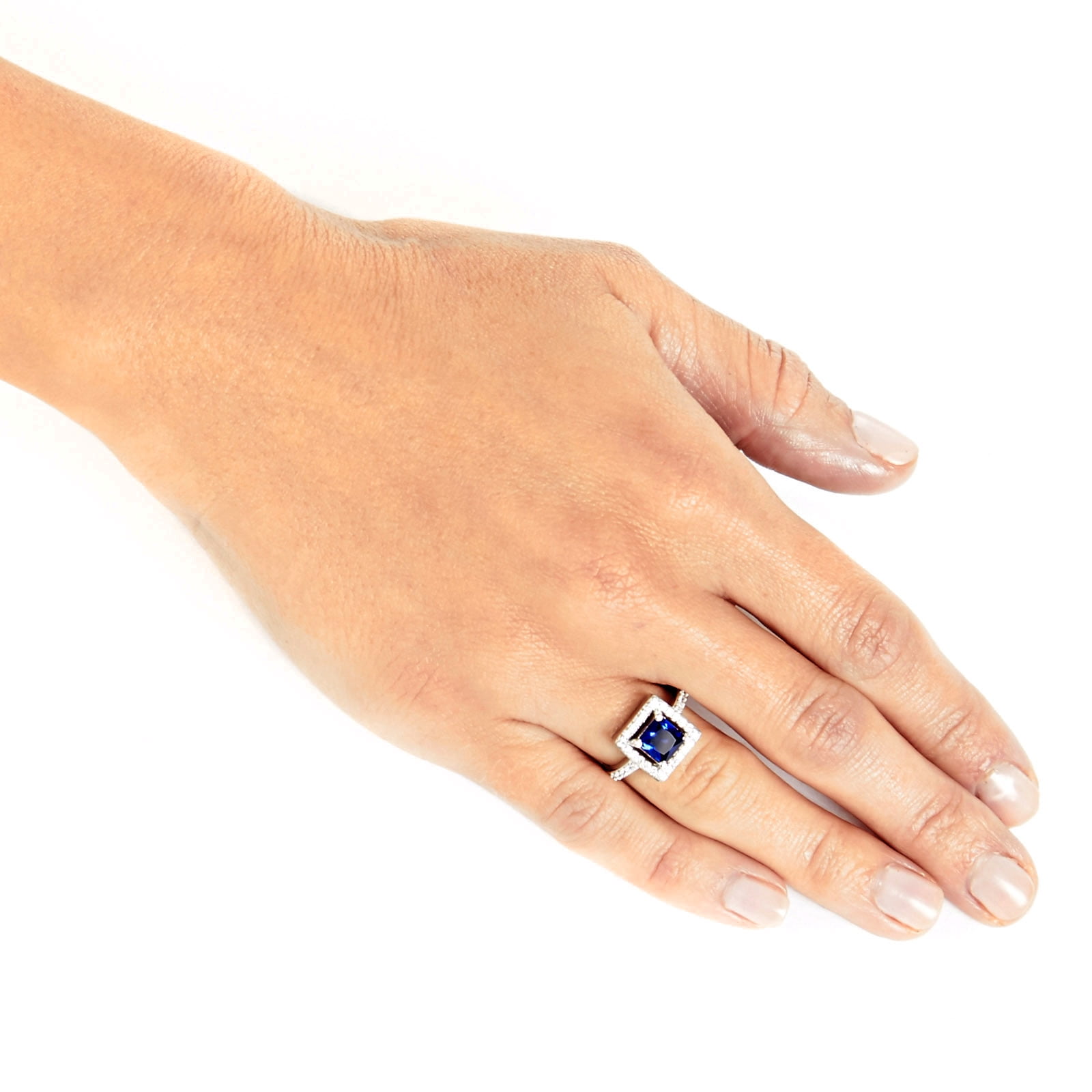 ELYA Jewelry Women's Cushion-Cut Blue Cubic Zirconia Sterling Silver Ring