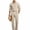 Khaki, variant on Men's Summer Cotton Linen Suit Set, Lightweight Breathable Button Down Shirt and High Waist Belted Pleated Golf Trousers 2 Piece Set for Beach & Daily Wear Big and Tall Size S-3XL Khaki