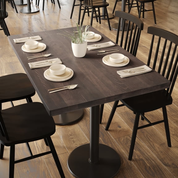 Flash Furniture 30x48 Solid Wood Indoor 1.5 Inch Thick Rectangular Tabletop in Dark Brown