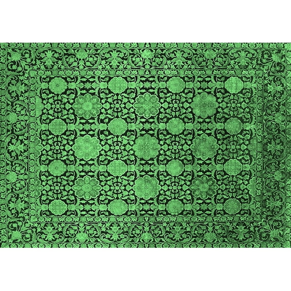 Ahgly Company Indoor Rectangle Oriental Emerald Green Industrial Area Rugs, 8' x 10'