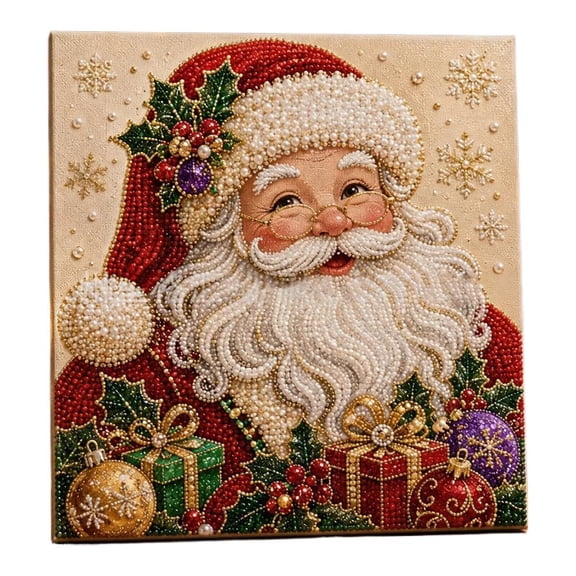 OADUKQ Diy Christmas Pearl Art Kit, Acrylic Pearl Art Painting Kit, Holiday Family Crafting and Festive Mantel, 7.87 X 7.87 in
