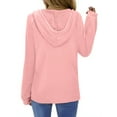 thumbnail image 2 of Fantaslook Hoodies for Women Waffle Knit Sweatshirts Drawstring Long Sleeve Tops Button V Neck Pullover, 2 of 9