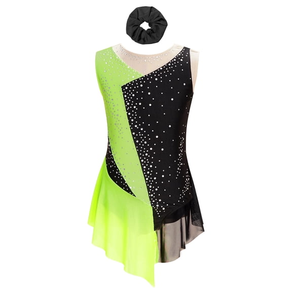 inhzoy Kids Girls Sleeveless Ballet Gymnastics Leotard Rhinestone Ballet Lyrical Dance Dress for Hot Pink 8