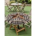 thumbnail image 4 of Outdoor Tablecloths with Umbrella Hole & Zipper, Texas Star Vintage Round Tablecloth 54 Inch, Retro Country Brown Stars Checkered Waterproof Table Cloth, Patio/Pool/Picnic Table Covers, 4 of 8
