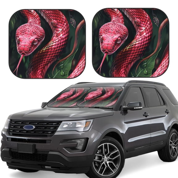 Gukieu Red Viper Jungle Intensity Print Car Windshield Sun Visor, Foldable Anti-UV Car Sun Visor Suitable for Vans, Trucks Car Accessories-Medium