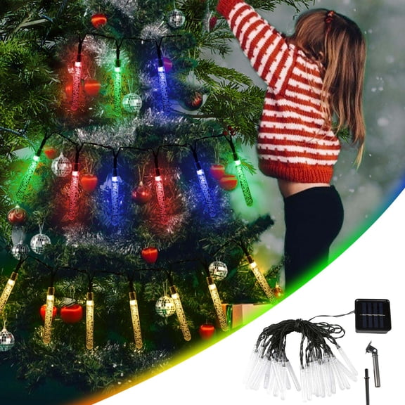 Solar Christmas String Lights, 30 LED 21.3FT Decorative Lights with Steady and Flashing Modes for Yard, Porch and Solar Decor, Warm White