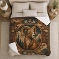 thumbnail image 5 of Bighorn Ram Mountain Wilderness Scene Wildlife Art, Peaceful Mountain Lake Scene, Warm Flannel Blanket for Cabin and Lodge, Outdoor Lovers Friendship Gift, Artistic Home Decor, 5 of 9