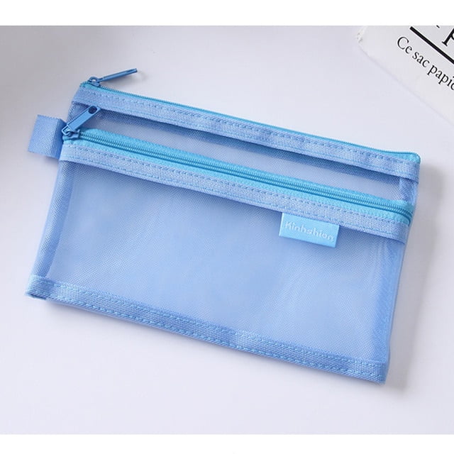 Trousse à Crayons Simple de Grande Capacité Série d'Examens d'Étudiant Carnet à Main Filet en Fil Transparent Sac de Fournitures de Rangement de Papeterie