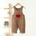 thumbnail image 2 of Tisuna Baby Girls Boys Romper Heart Print Sleeveless One Piece Button Jumpsuits Fashion Cute Toddler Kids Festival Casual Dailywear Overalls Coffee Size 3-4 Years, 2 of 4