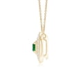 thumbnail image 2 of Angara Natural 0.1 Ct. Emerald with Diamond Halo Pendant Necklace in 14K Yellow Gold for Women with 18 Inch Cable Chain, 2 of 8