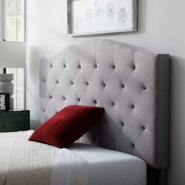 Rest Haven Classic Tufted Upholstered, Gray Padded Headboard King