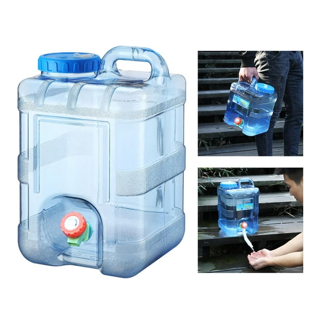 Réservoir d'eau carré 5.5 / 10 / 15L avec robinet, seau d'eau en plastique  portable avec robinet, support d'eau facile à boire sans BPA, pour camping  en plein air Linglai
