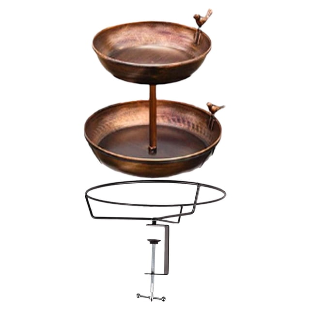 Comedero para pájaros de exterior, de metal, para pájaros, resistente a intemperie, decoración artística, adorno para jardín, accesorios, bebedero