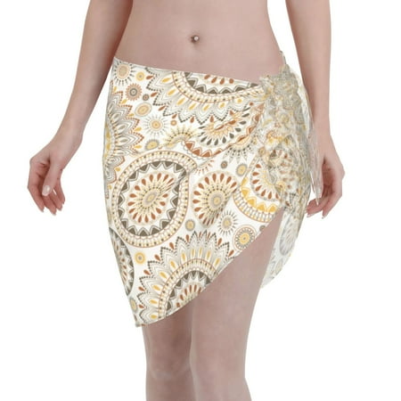 Ocsxa Flowers And Leaves Print Sarong Coverups For Women Bathing Suit Wrap Swimsuit Skirt Beach Bikini Cover Up Swimwear