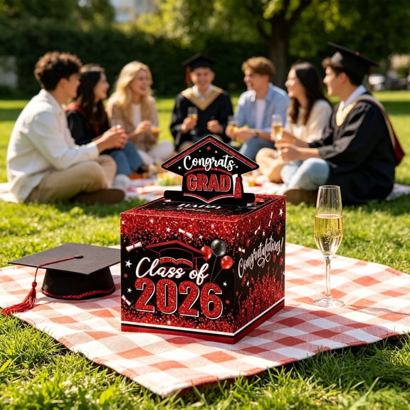 Graduation Surprise Money Pull Out Box - Class Of 2026 Grad Cash Pull Container Surprise Gift Box for Grad Party Table Centerpiece Celebration Home Grad Decor Holiday Gift
