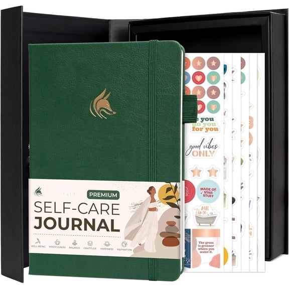 Self-Care Journal - Daily Gratitude & Mental Notebook for Women - Reflection & Personal Development Journal (Forest Green)