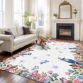 thumbnail image 3 of Spring Floral Area Rug 8x10 Washable Rug Non Slip Watercolor Flower Butterflies Birds Plant Large Area Rug Soft Stainresistant Indoor Floor Carpet for Living Room Bedroom Home Office Dining Room, 3 of 8