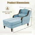 thumbnail image 2 of Chaise Lounge Chair Indoor, Upholstered Chenille Sleeper Sofa Bed with Wooden Armrests and Legs, Lazy Reading Chair Couch,  Bearing 500LBS, Light Blue, 2 of 7