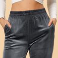 thumbnail image 3 of Pantalones con puños cónicos para mujer, pantalones casuales con puños ceñidos y cintura elástica de color puro, gris M, 3 of 6