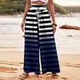 thumbnail image 1 of Pants for Women, Womens Fashionable Striped Printed Drawstring Wide Leg Pants, 1 of 5