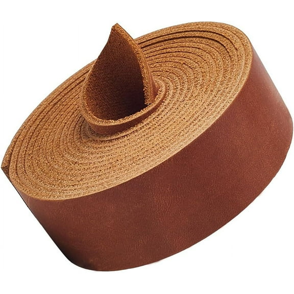 1roll 2.2 Yard x 1 Inch Cowhide Leather Strap Genuine Leather Strips 1.8mm Thick Crazy Horse Top Grain Leather Strings Tanned Cattle Hide Flat Leather Cord for Tooling DIY Crafts Saddle Brown