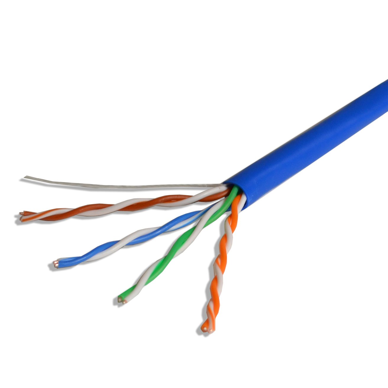 Cat5e UTP 1000ft Bulk Ethernet Network Cable 24AWG 350Mhz Pure Copper Riser Blue
