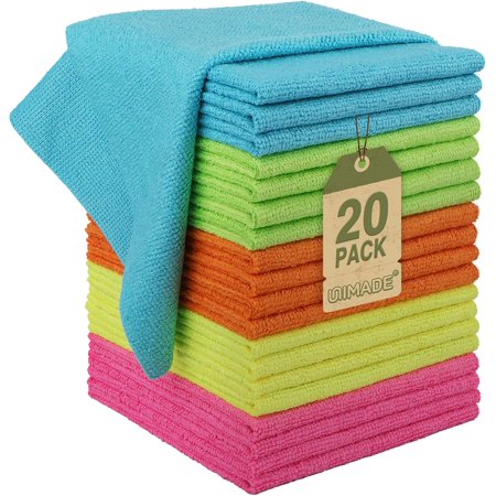 Microfiber Cleaning Cloth 20 Pack Reusable Microfiber Towels for Cars Lint Free Cleaning Shop Towel Rags for Home Kitchen Automotive Bar Mechanic Restaurant Garage 11.5 x 11.5 Multicolor