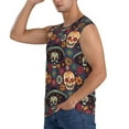 thumbnail image 3 of Bixox Men's Skulls and Flowers Printed Shirt Sleeveless Fitness Tank Top-3X-Large, 3 of 7