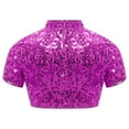 thumbnail image 4 of TiaoBug Kids Girls Shiny Sequined Crop Top Club Party Disco Shirt Jazz Hip-hop Dance Costume Hot Pink 16, 4 of 7