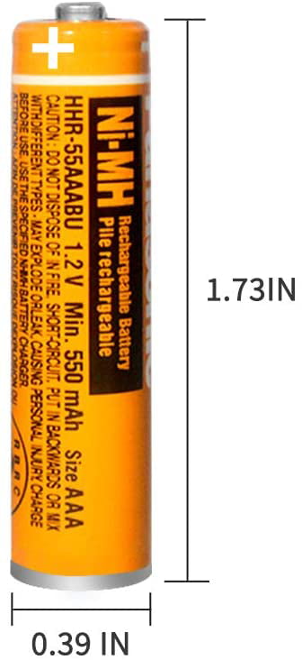 6 Pack HHR-55AAABU NI-MH Rechargeable Battery for Panasonic 1.2V 550mAh AAA Battery for Cordless Phones 
