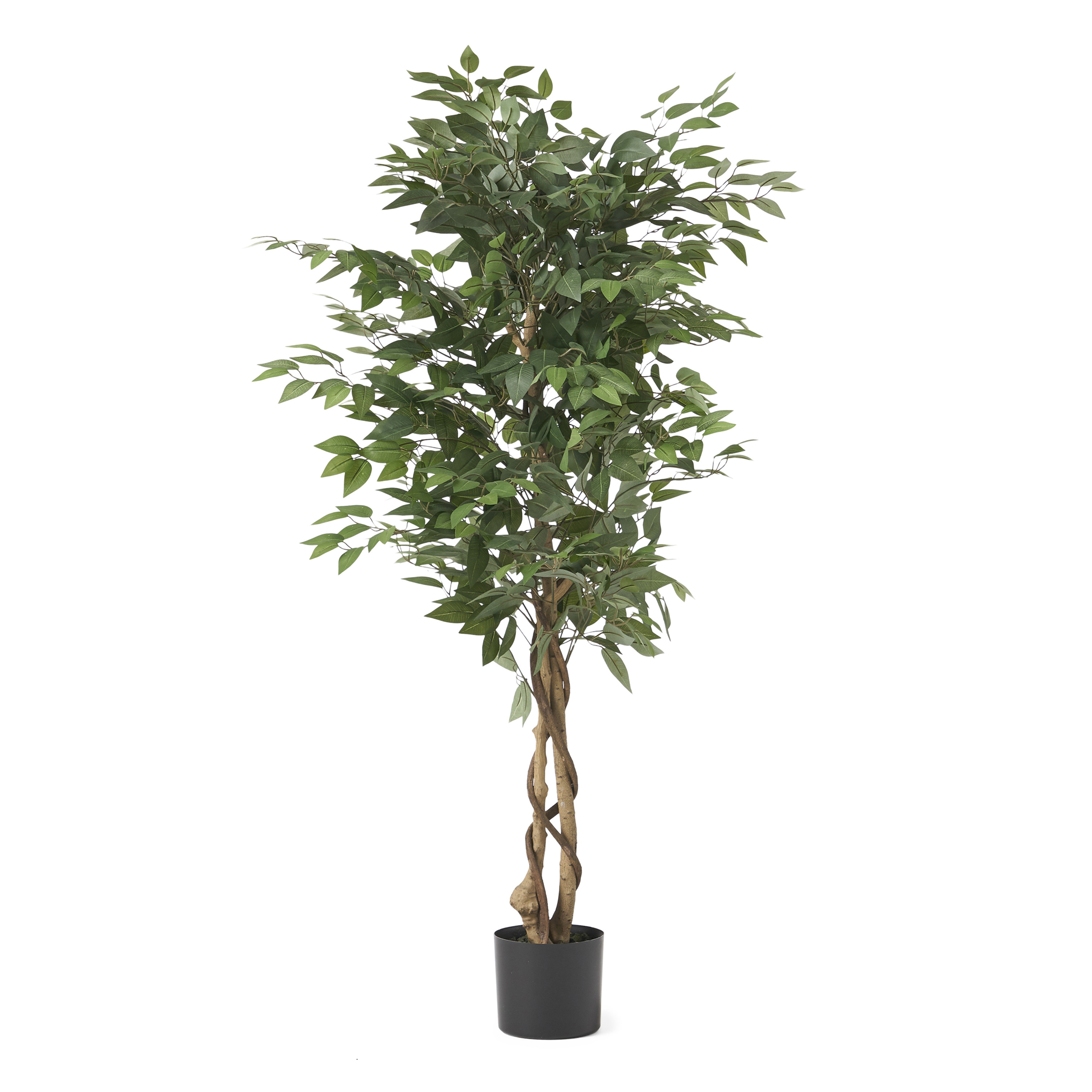 Euroco 4.9FT Artificial Ficus Tree with Realistic Leaves and Natural Trunk,Fake Ficus Tree with Nursery Pot for Home Office Living Room,Garden Decor