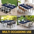 thumbnail image 5 of Happy Birthday Table Cloths for 5 Foot Rectangle Tables, Navy Blue Modern Abstract Art Patio Waterproof Elastic Fitted Tablecloths, Washable Rectangular Table Cover for Camping, 5 of 8