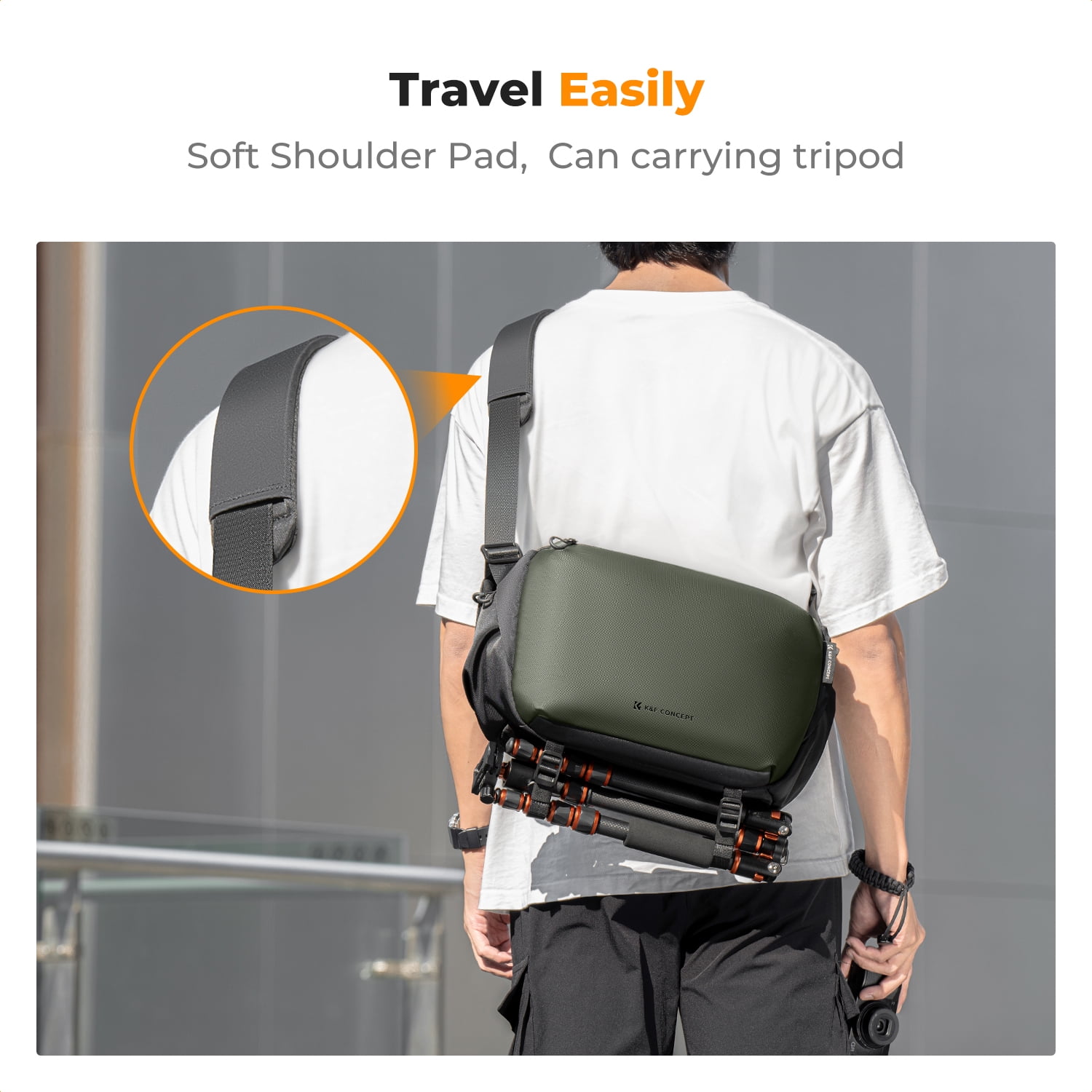 K&F CONCEPT 2 in 1 Sling Bag 12L Everyday Shoulder Bag & Multifunction Photography Crossbody Camera DSLR Backpack Portable Bag, Green