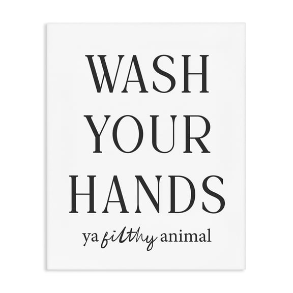 Stupell Industries Traditional Wash Your Hands Funny Reminder Canvas Art, 16 x 20, by Lettered and Lined