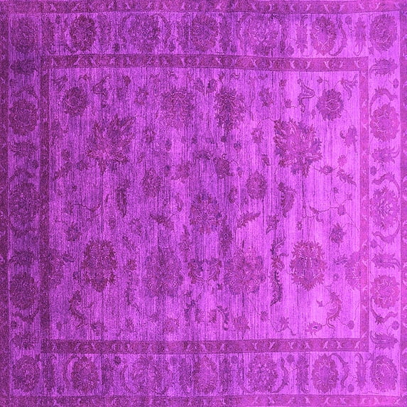 Ahgly Company Indoor Square Oriental Pink Industrial Area Rugs, 7' Square
