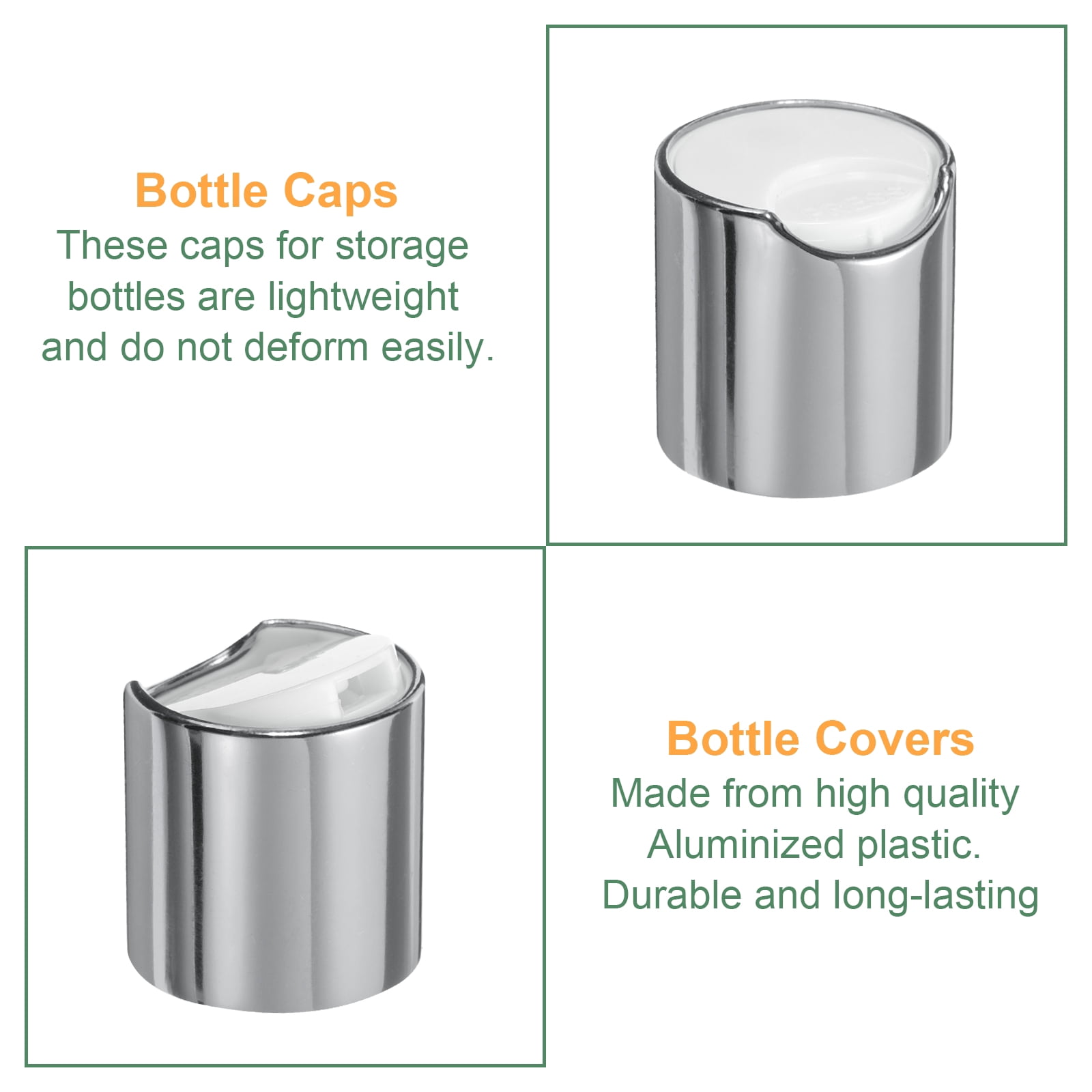 Unique Bargains Disc Top Caps Replacement Press Caps for Squeeze Bottles 24/410 Silver