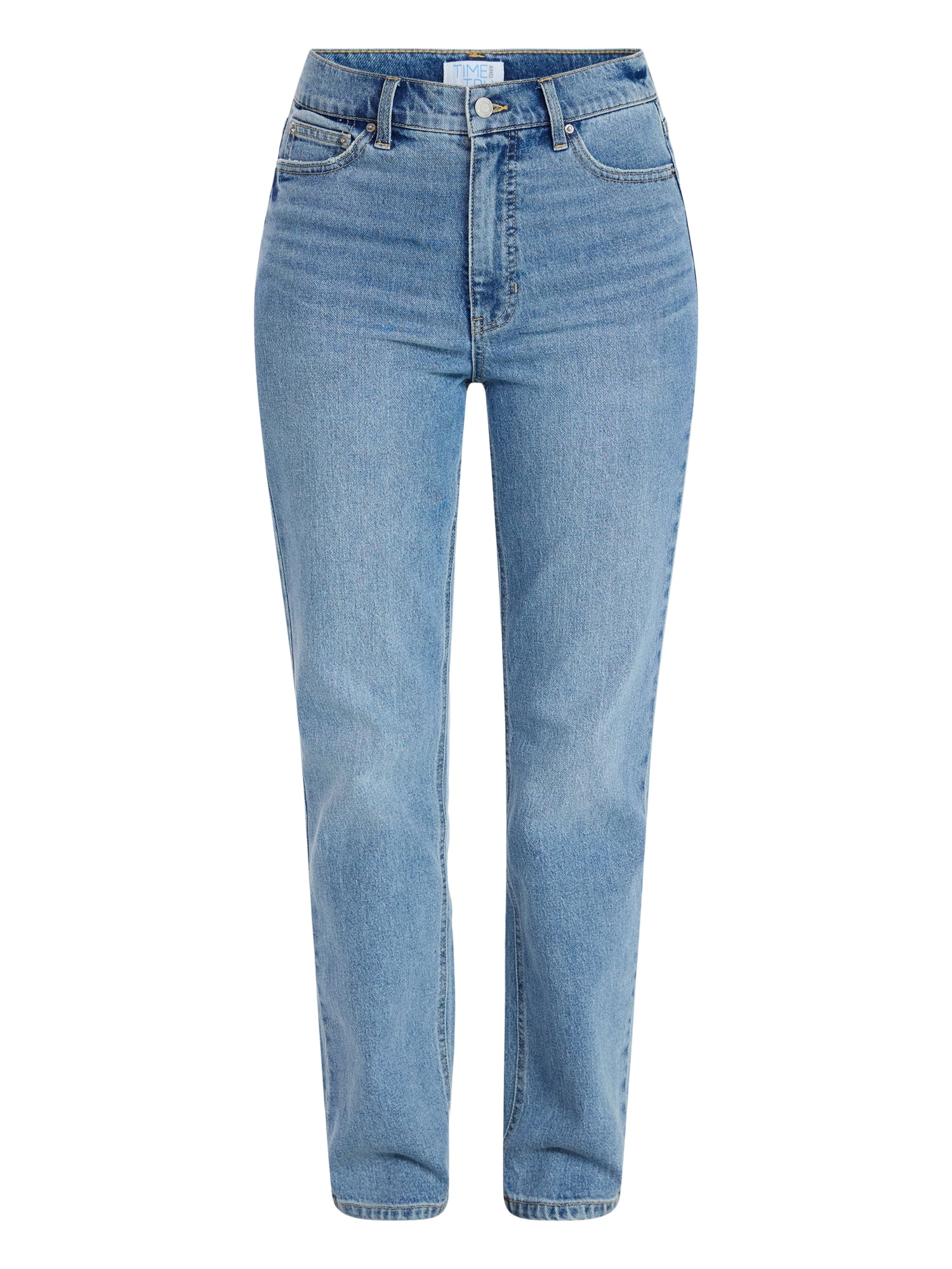 Time and Tru Women's High Rise Straight Leg Jeans, 30" Inseam Regular, Sizes 0-20, 10S-16S