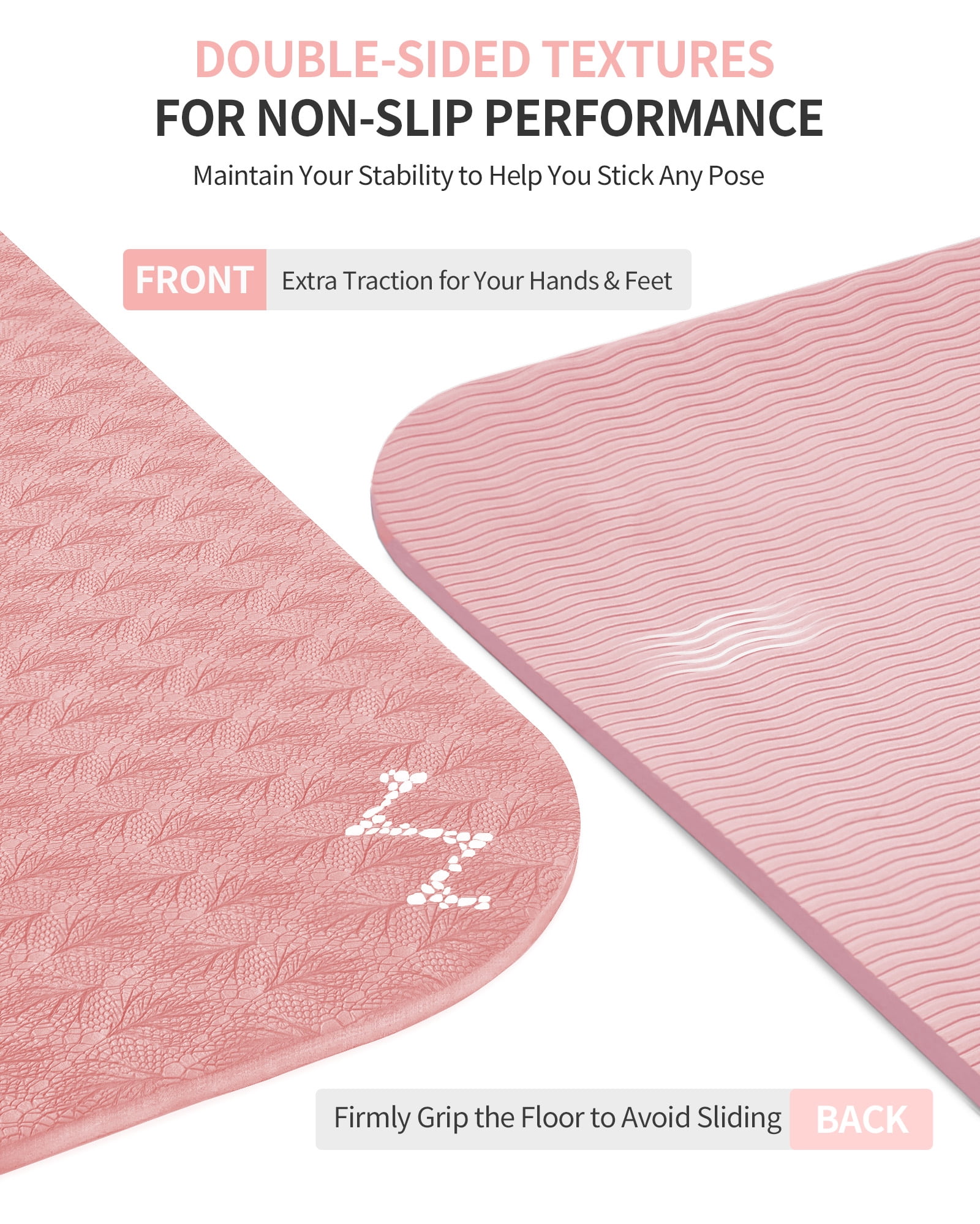 CAMBIVO Yoga Mat, 6mm Thick Eco Friendly TPE Workout Mat with Carrying Strap for Fitness, Gym and Floor Exercises, 72" x 24", Pink